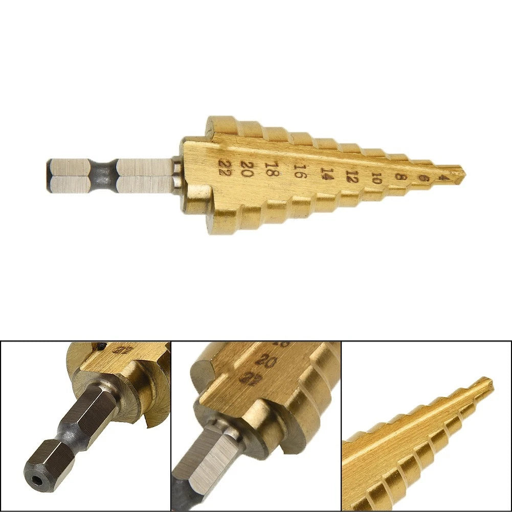 1pc 22mm Hex 6.35mm Shank Cone Step Drill Bit for Sheet Metal