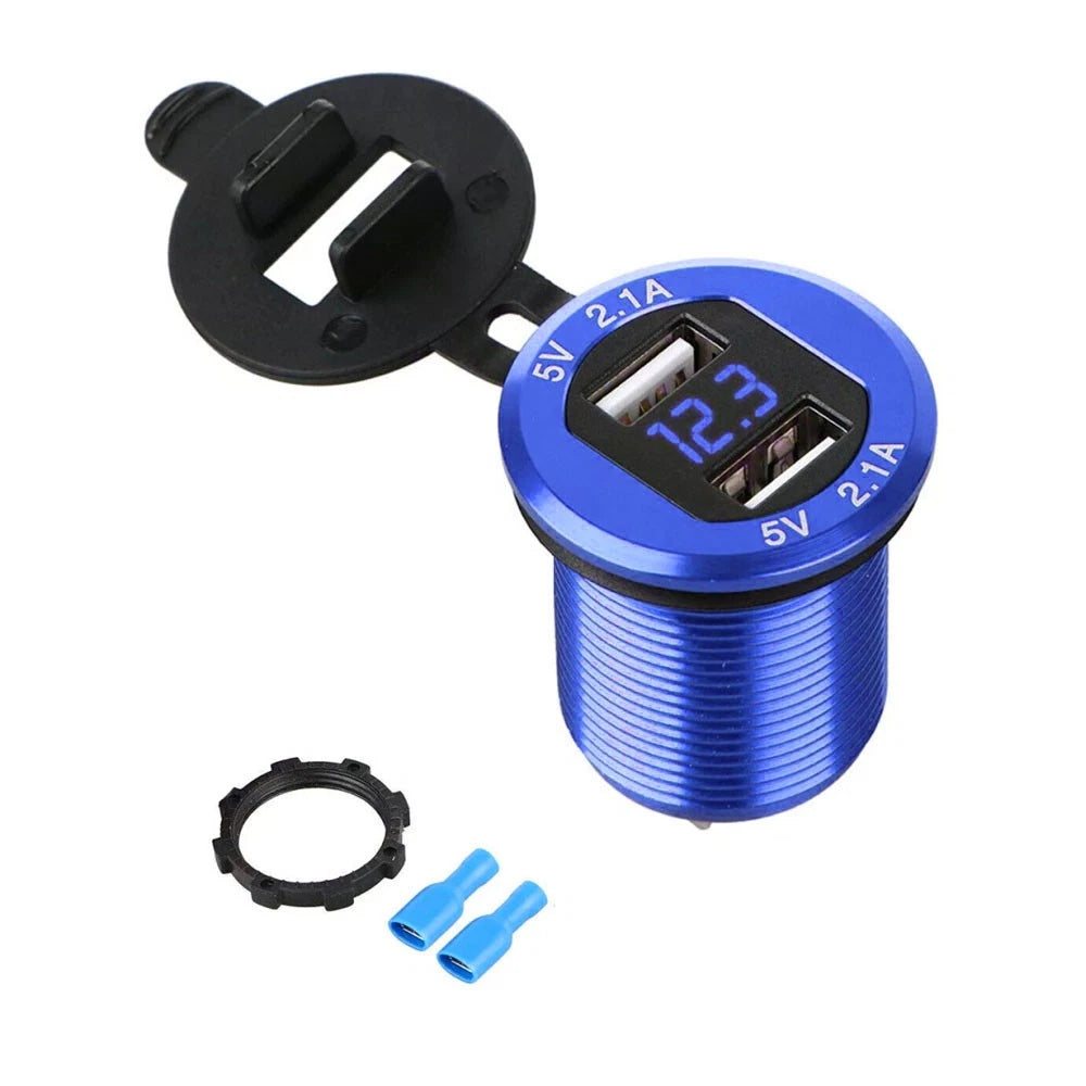 Dual USB Car Cigarette Lighter Socket Charger for Universal Vehicles (12-24V)