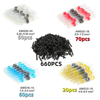 860pcs Waterproof Heat Shrink Butt Wire Connectors Terminals
