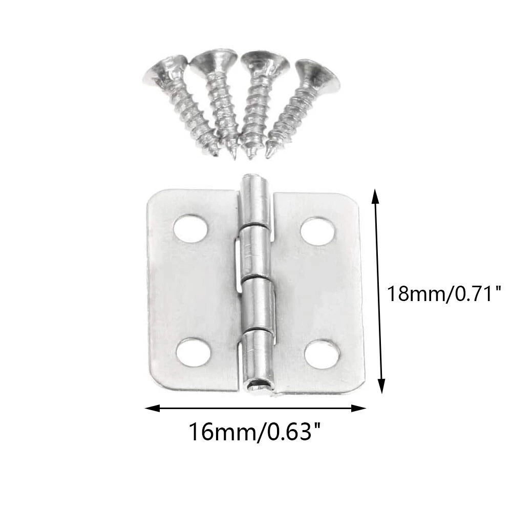50Pcs 1816mm Silver Mini Hinge For Wooden Box Toolbox Jewelry Box Door Hardware