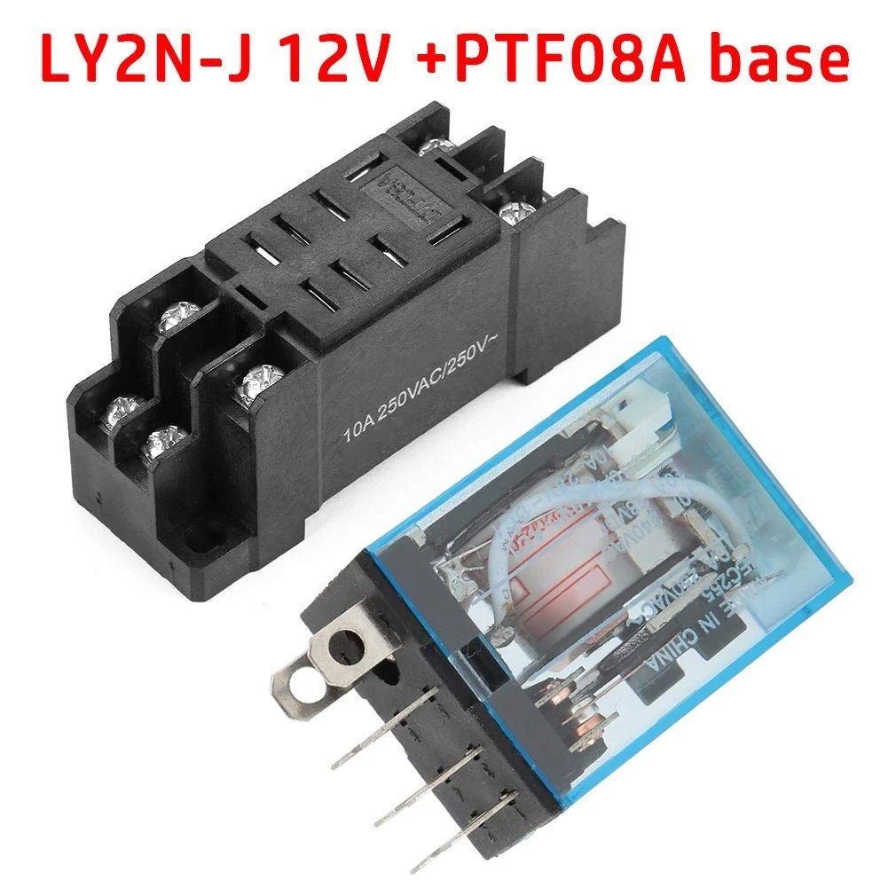 DC12V 10A DPDT Relay with PTF08A Socket for Automotive Applications