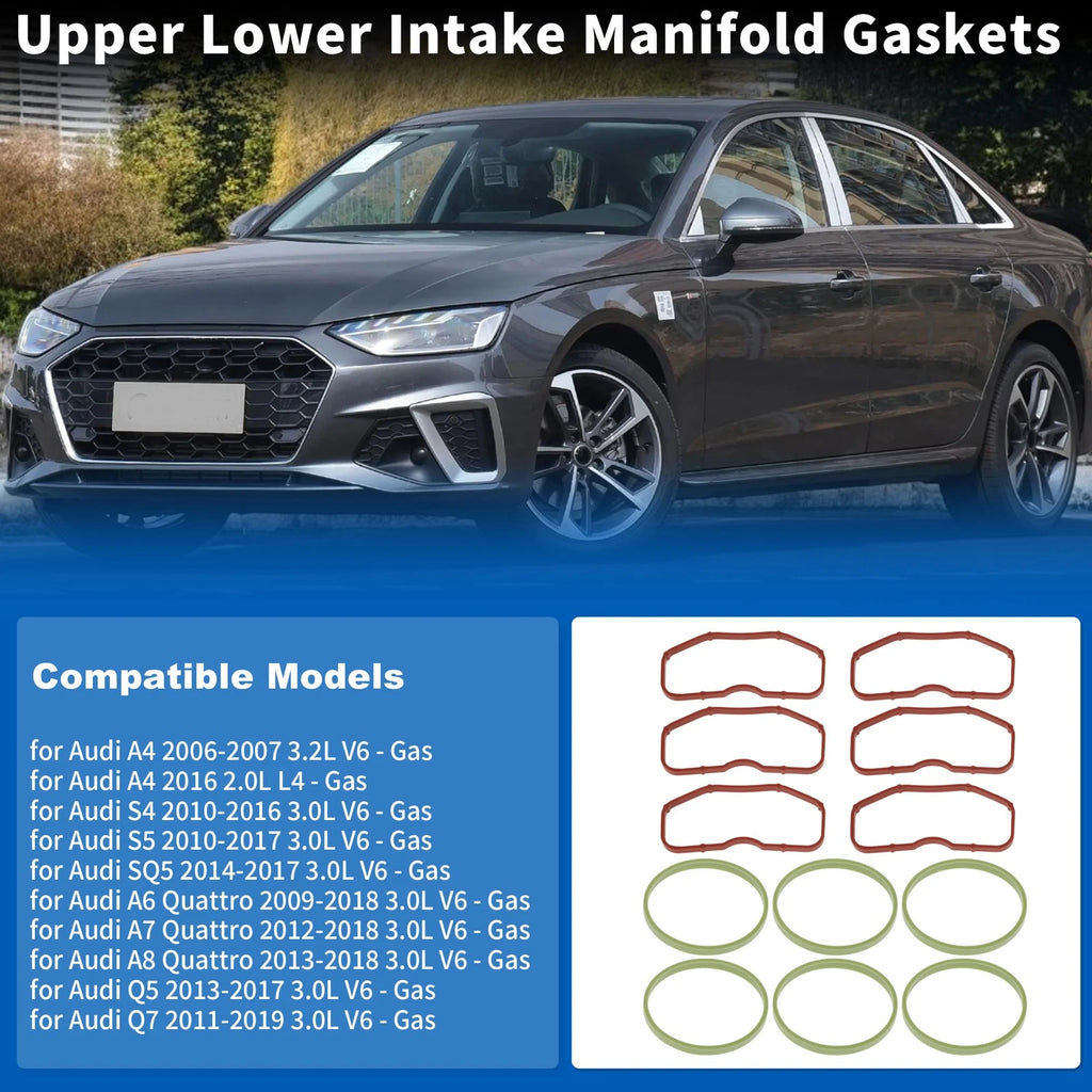 Upper Lower Intake Manifold Gasket Set for Audi A4 (2006–2007)