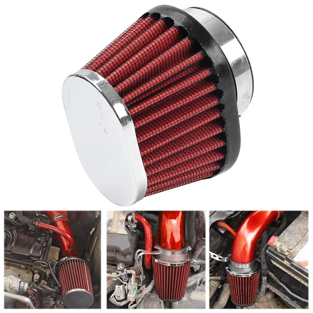 55MM 2.17" Motorcycle Oval Air Intake Filter Cleaner Washable Red