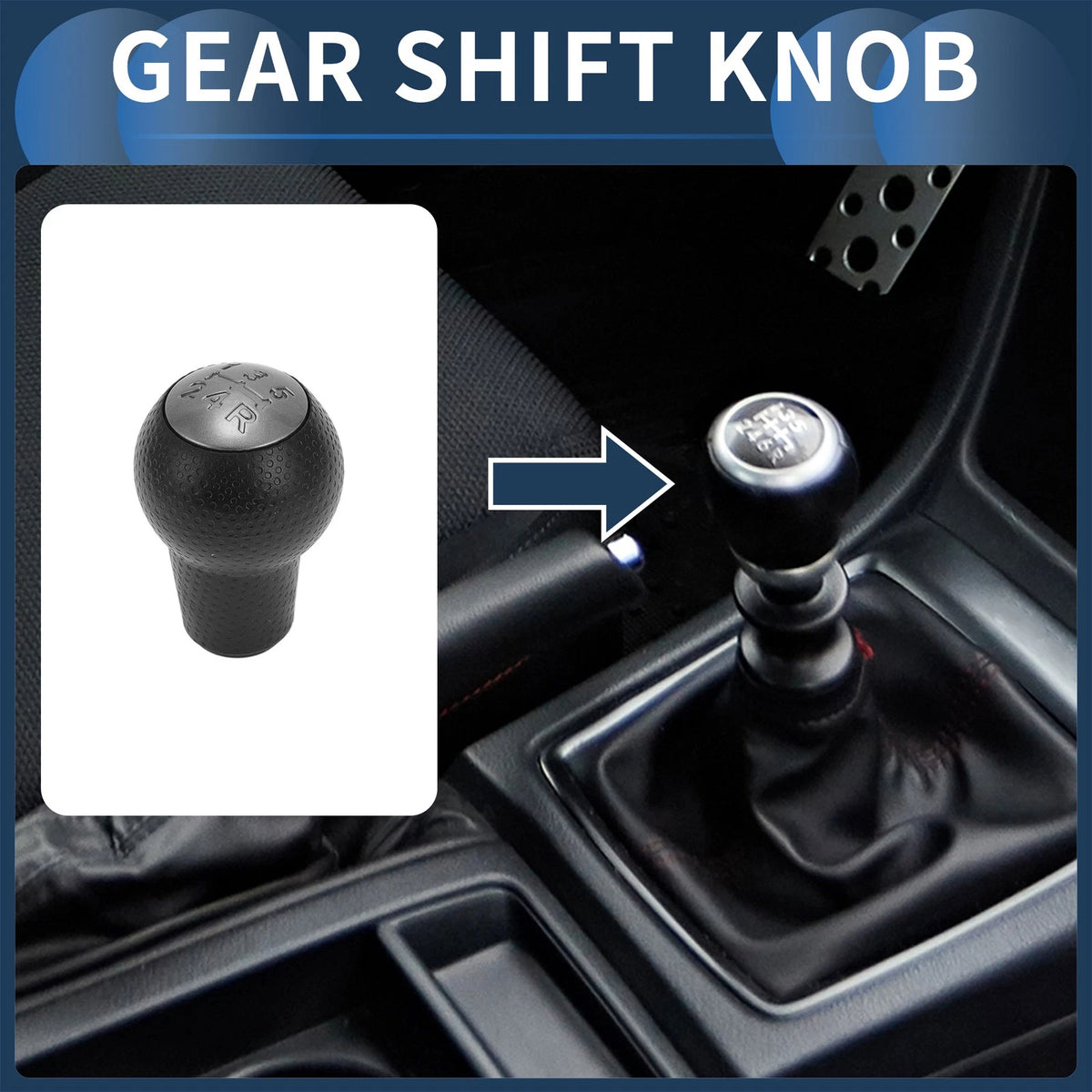 5 Speed Gear Shift Knob Replacement for Honda Fit (2002–2008) Plastic Black