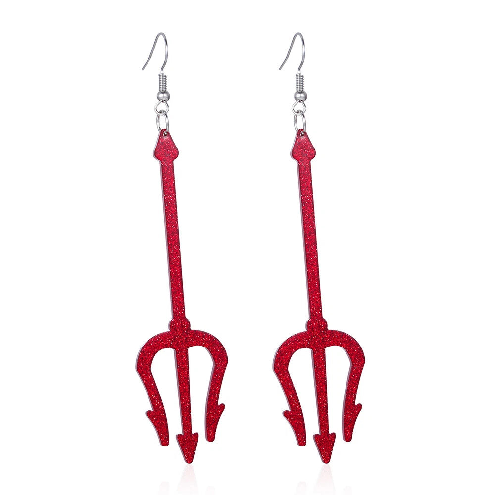 1 Pair Red Devil Dangle Earrings for Halloween Accessories