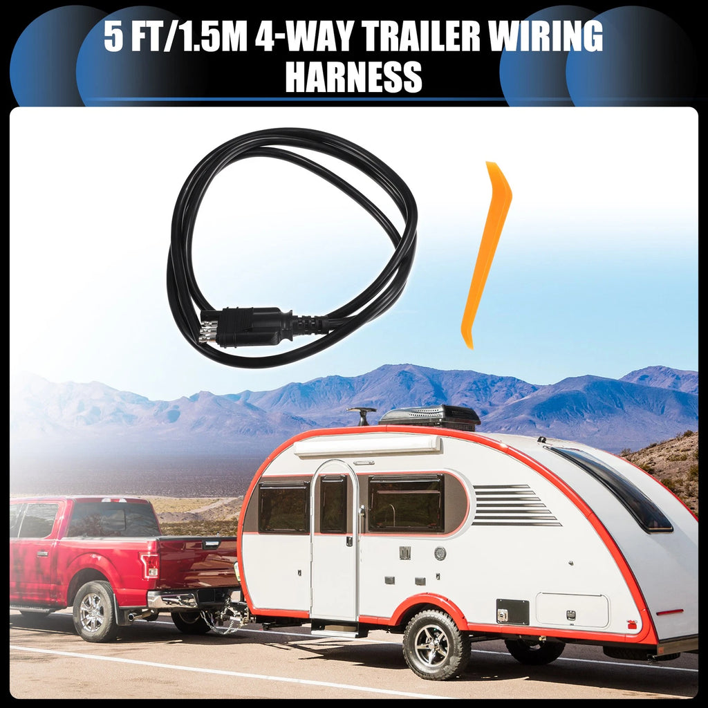 Trailer Wiring Harness 4-Way Replacement 18AWG for Vehicle 5ft (1.5m)