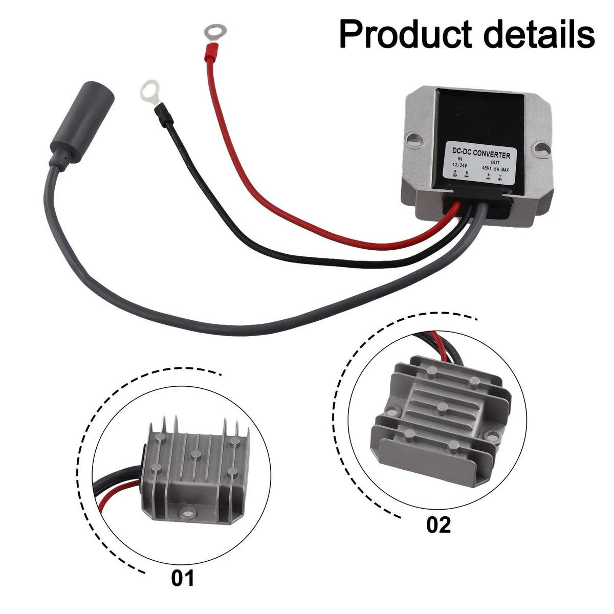12V to 48V Adapter for Solar Systems (Portable DC Converter)