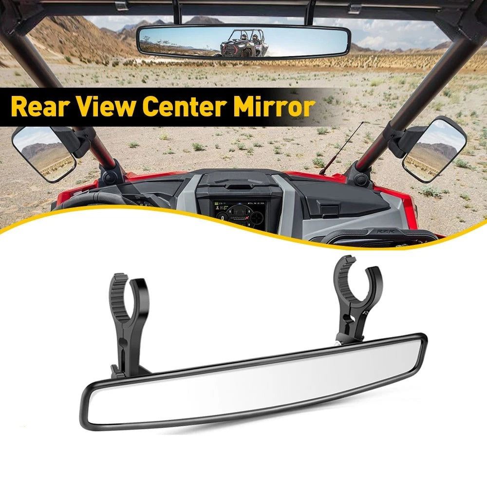 UTV Rear View Center Mirror for Polaris Honda (1.75" / 2" Round Roll Bar)