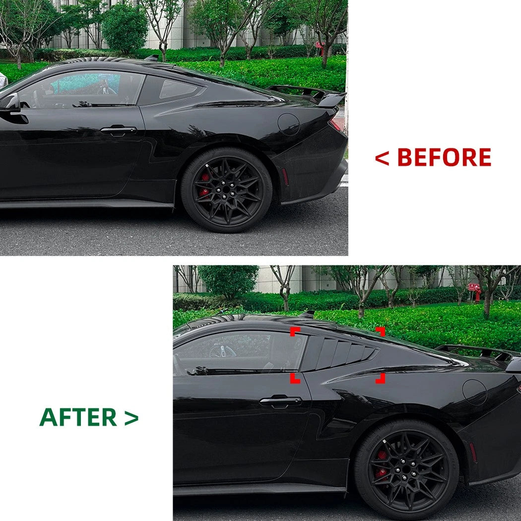Set of 2 Rear Window Quarter Glass Louver Covers for Ford Mustang MK7 (2024+) Carbon Look