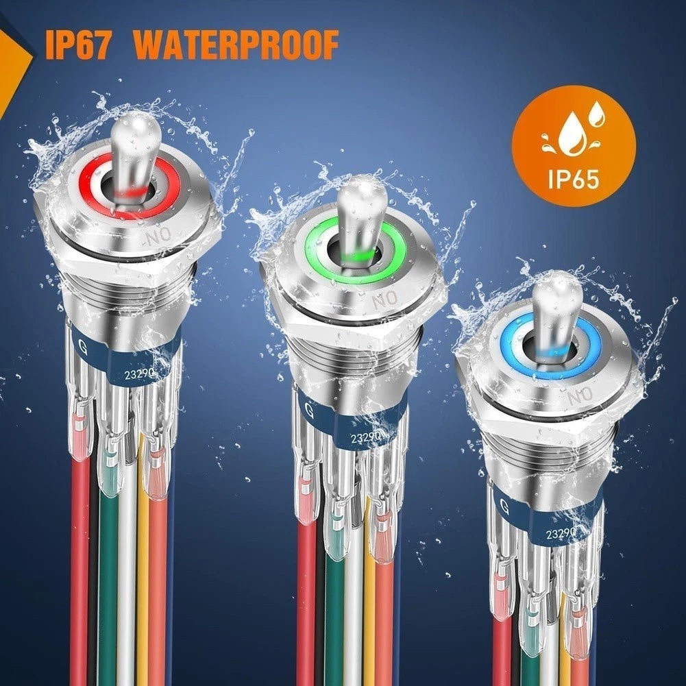 3PCS RGB Waterproof Toggle Switch with LED Indicator for Marine Automotive