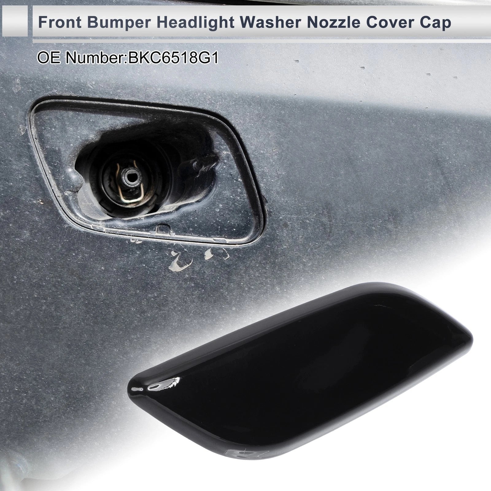 Bumper Headlight Washer Nozzle Cover Cap for Mazda 3 (2004–2009) Black