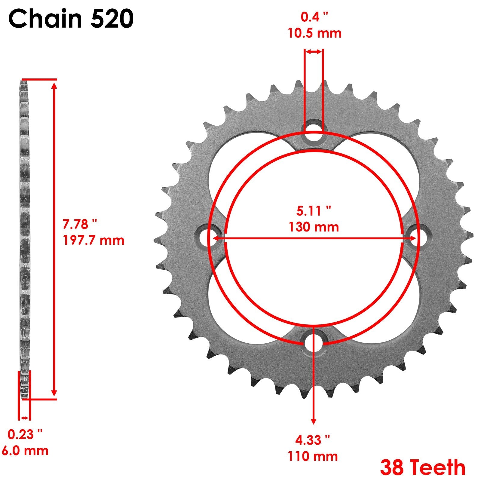 Drive Chain and Sprocket Kit Replacement for Honda TRX300EX (1993–2008)