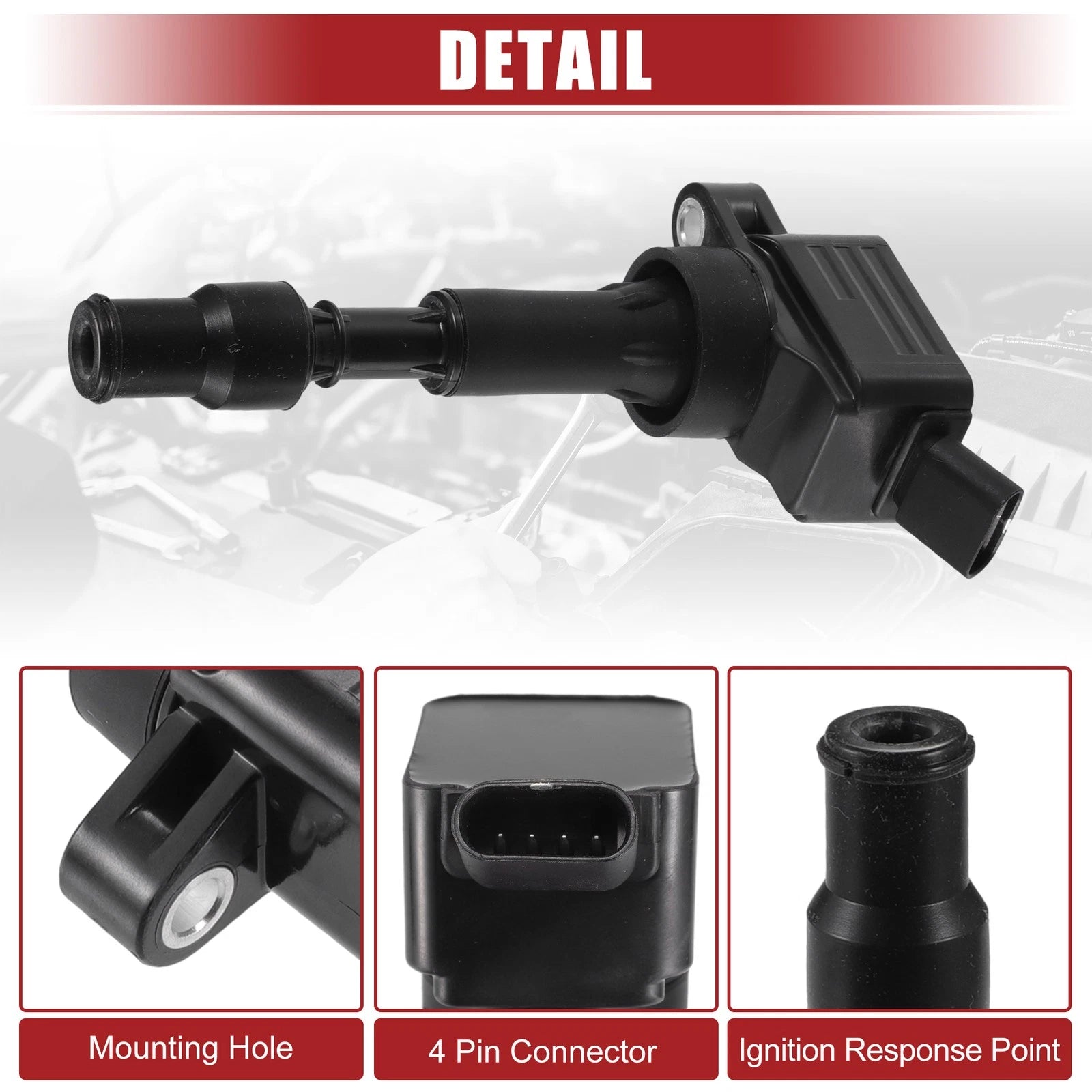Ignition Coil Replacement for Kia Forte (2016–2019) for 273002E601 Black