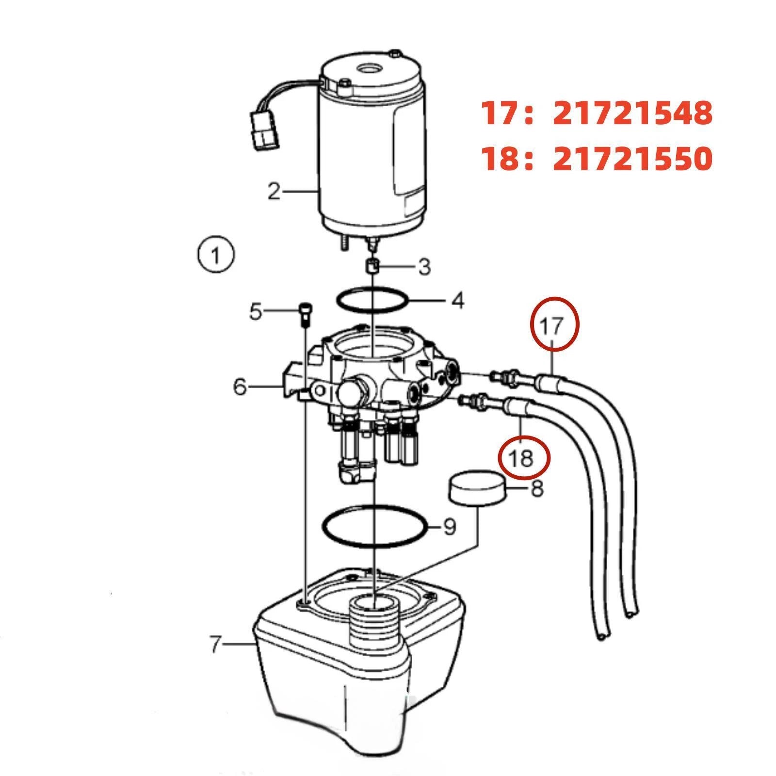 Hydraulic Hose Power Trim Kit for Volvo Marine Penta DPH DPR (21721550, 21721548)