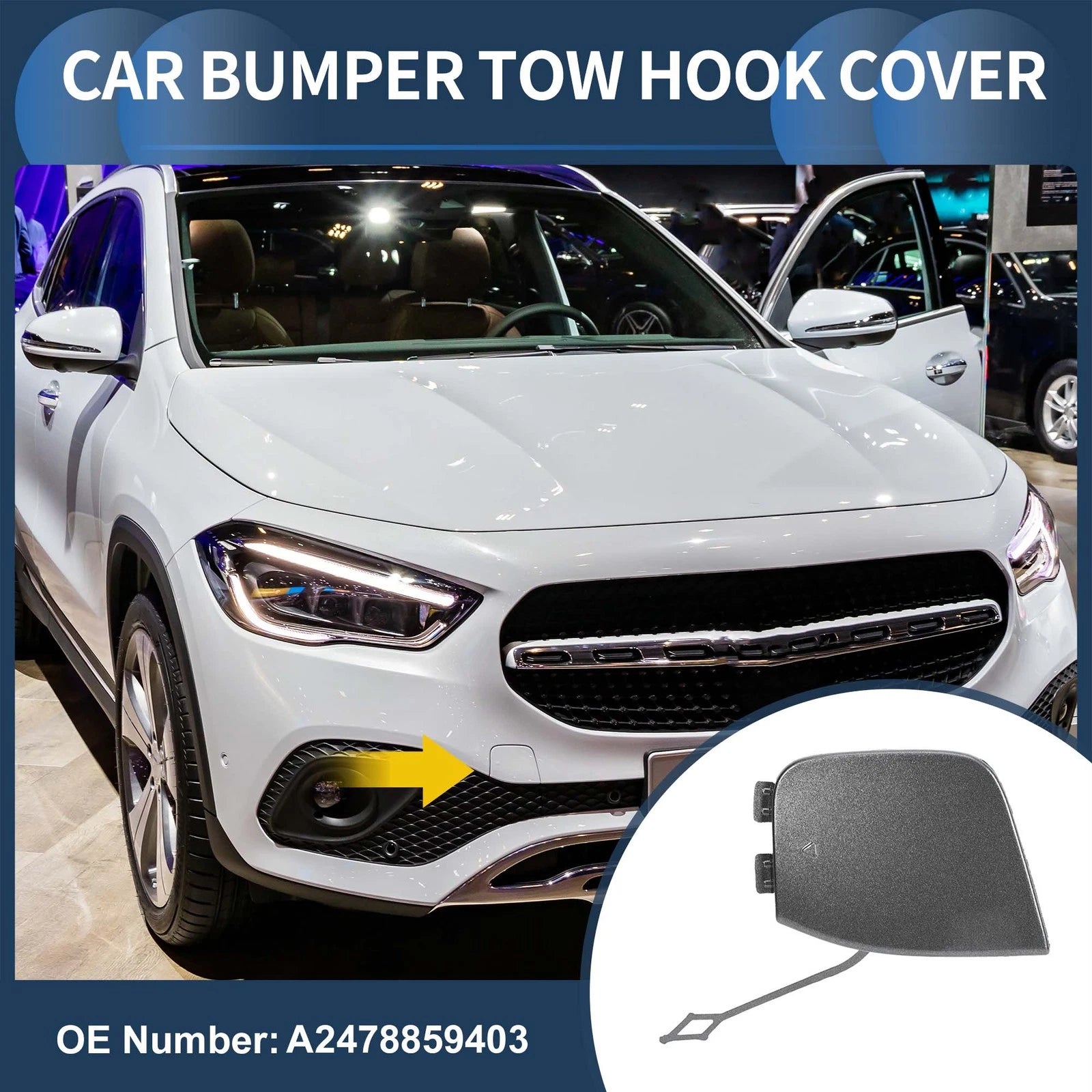 Front Bumper Tow Hook Cover Replacement for Mercedes-Benz W247 (2019–2022)