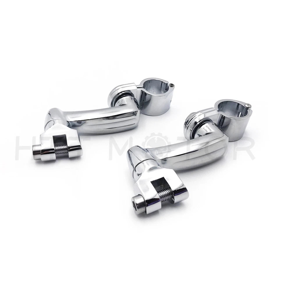 Chrome Foot Peg Mounts for Harley (1.25" Engine Guard)