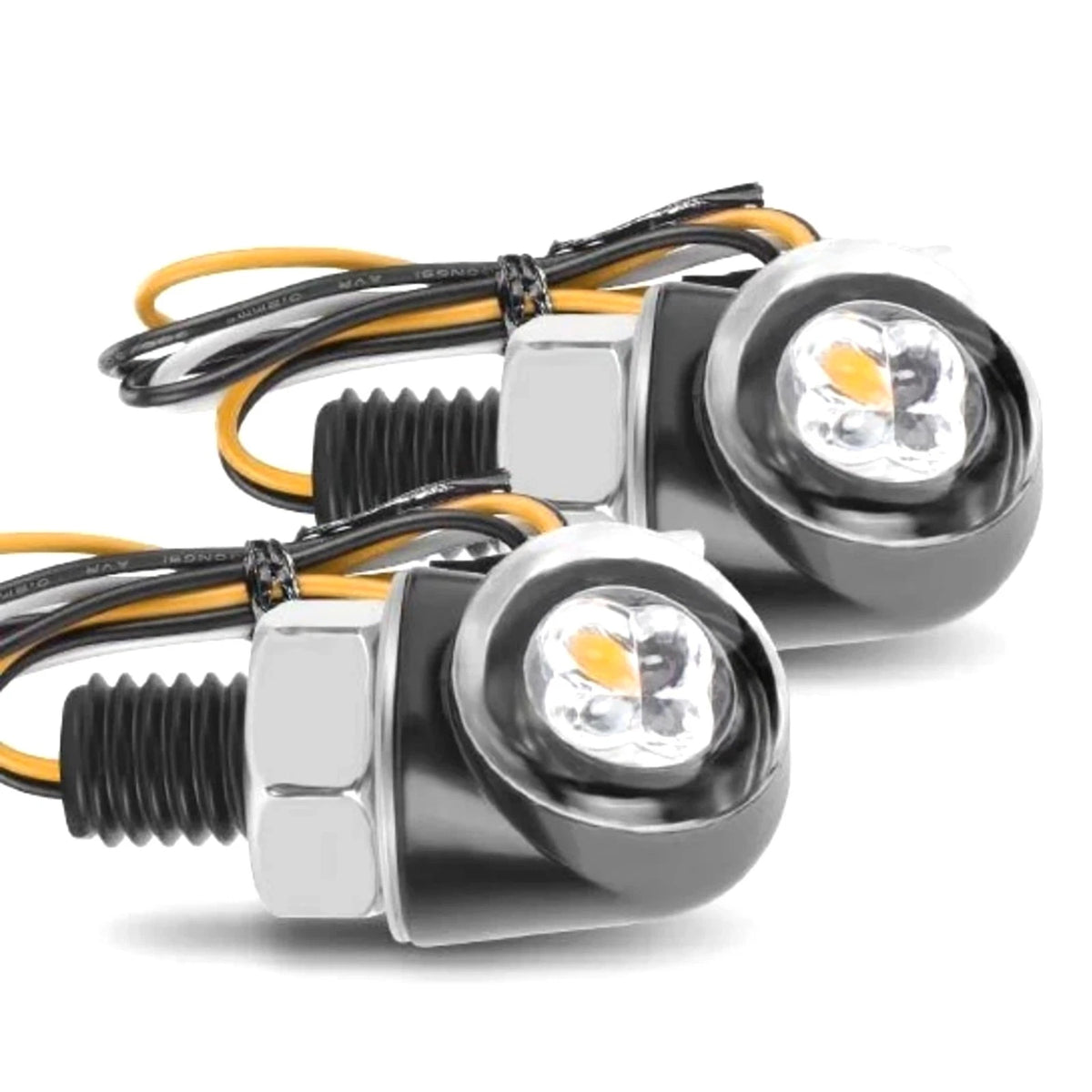 LED Turn Signal Lights Kit for Motorcycle 12V Amber White Blinker