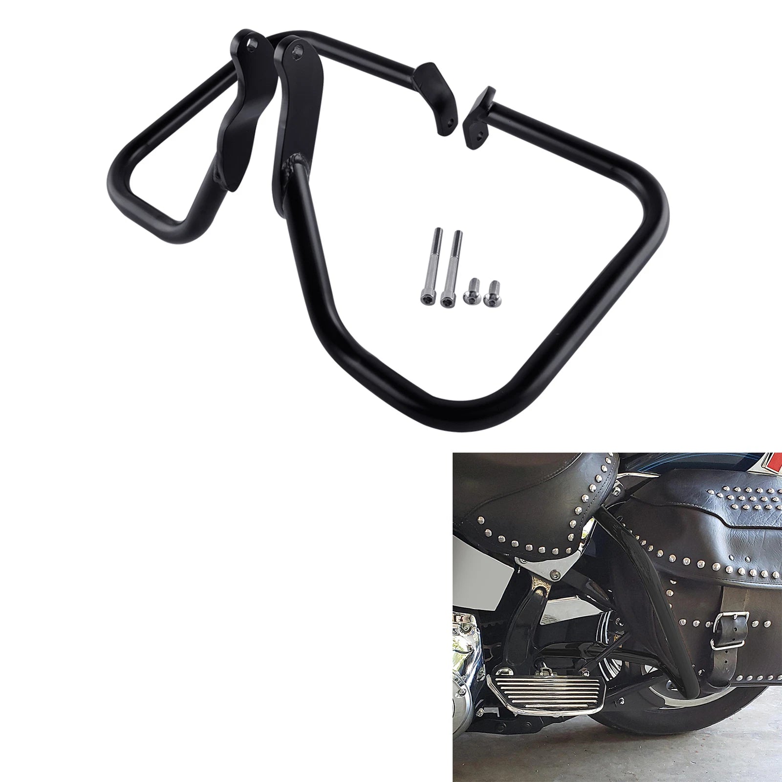 Rear Saddlebag Guard Rail Crash Bar for Harley FLST FLSTC FXST FXSTB (2000–2017)