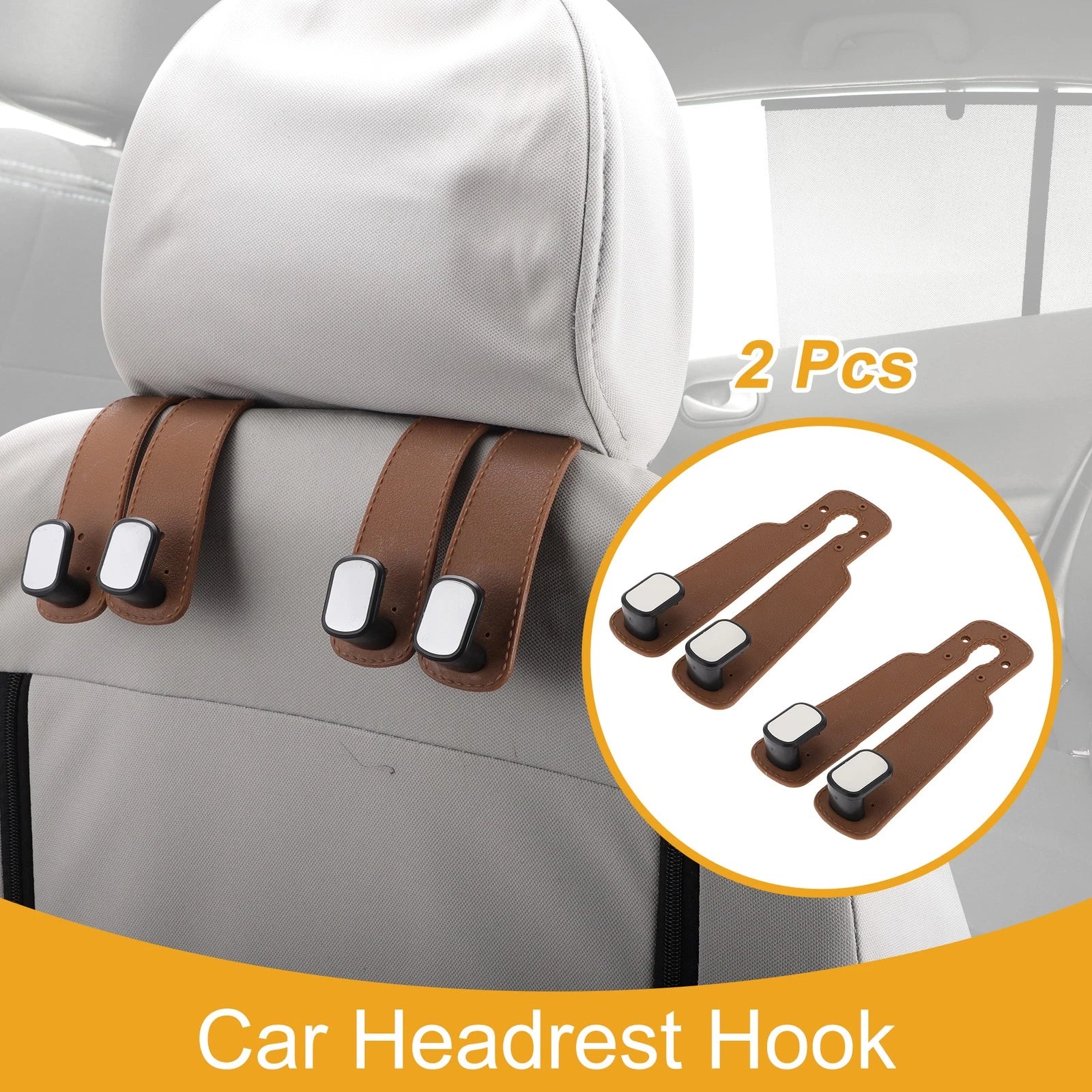 2pcs Universal Car Seat Headrest Hook for Hanging Purses (6.30"x3.15")