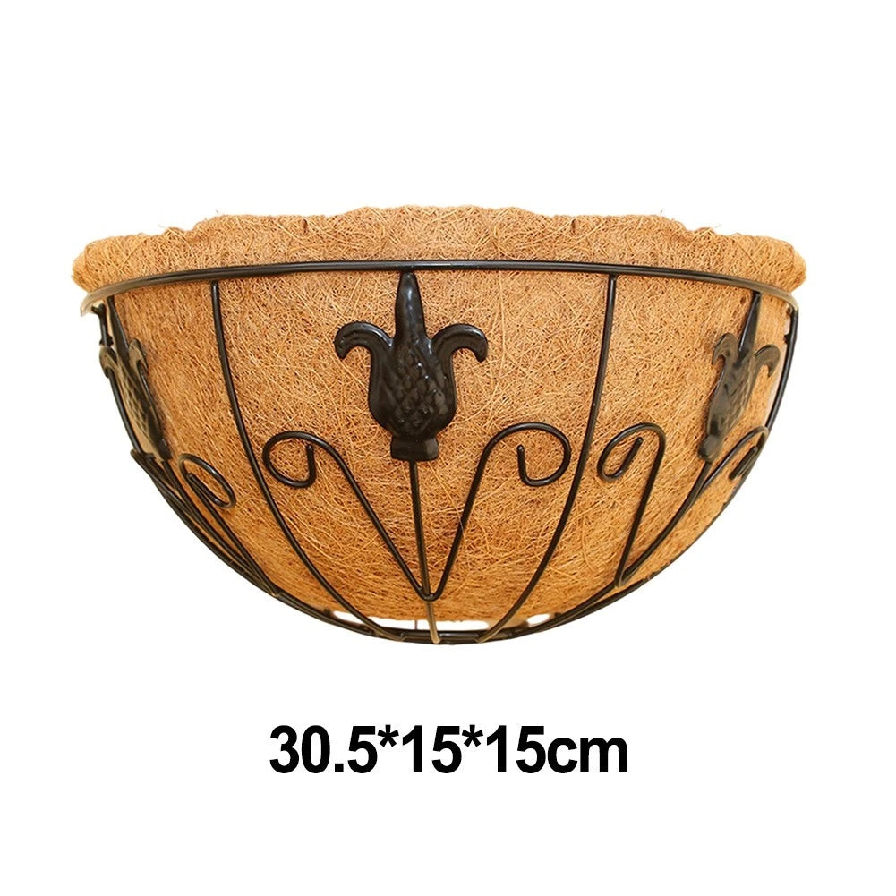 Iron Wall Flowerpot for Balconies with Coconut Fiber Liner