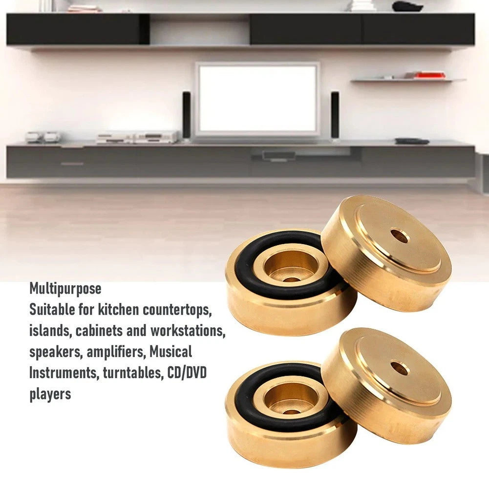 8x Gold Brass Chopping Board Feet with Non-Slip Pads