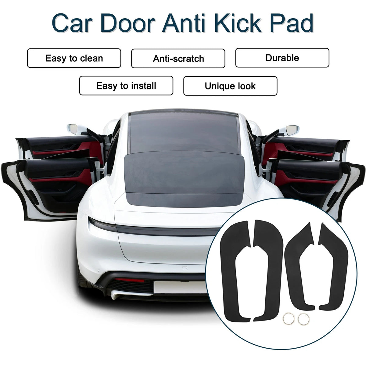 Car Door Anti Kick Pad Sticker Protector for Ford Mondeo 2022 Black Set