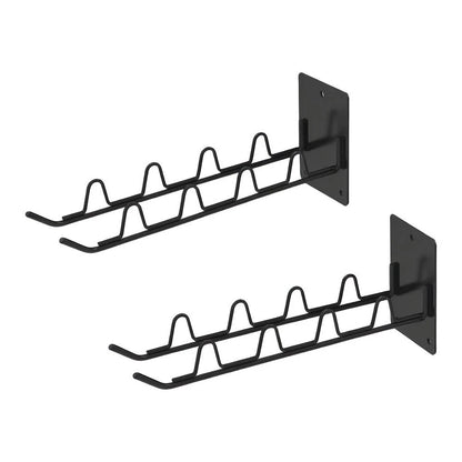 Black Iron Wall Mount Tool Rack for Garden Shovels Rakes Brooms