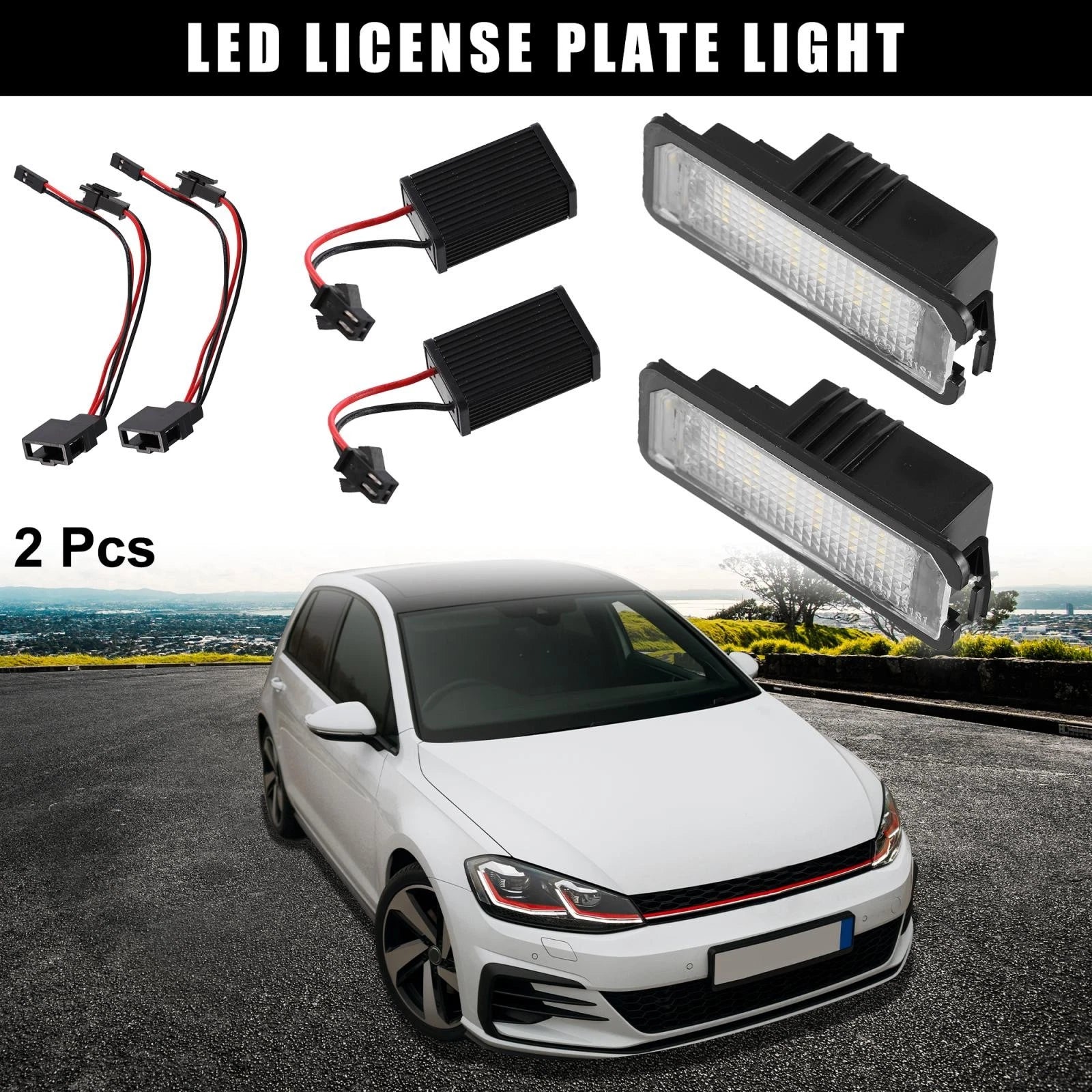 2pcs LED License Plate Light White Replacement for Volkswagen Golf Passat CC (2011–2018)
