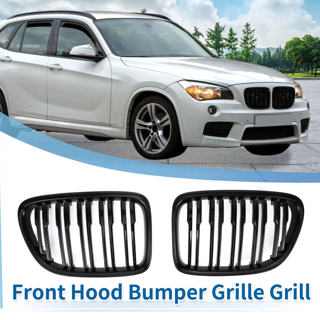 Front Upper Bumper Grille Pair Gloss Black for BMW X1 E84 (2009–2015)