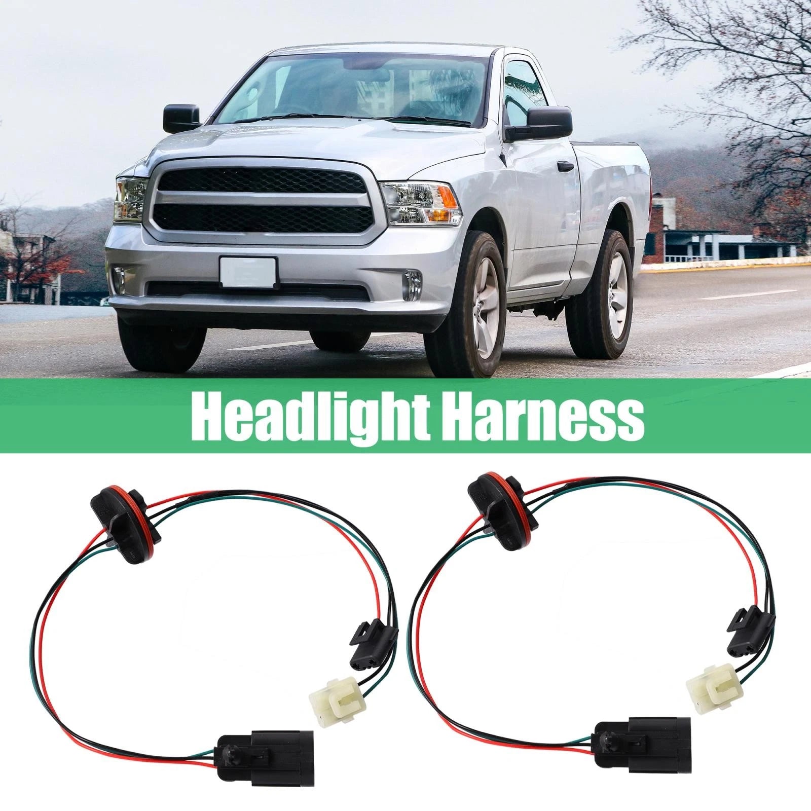 2 Pc Headlight Harness 68193062AB for Dodge Ram 1500 2500 3500 (2002–2018)
