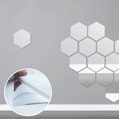 Hexagonal Mirror Peel-and-Stick Shatterproof Acrylic for