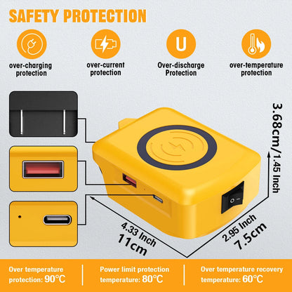 Wireless Charger Adapter for Dewalt 20V Batteries (Universal)