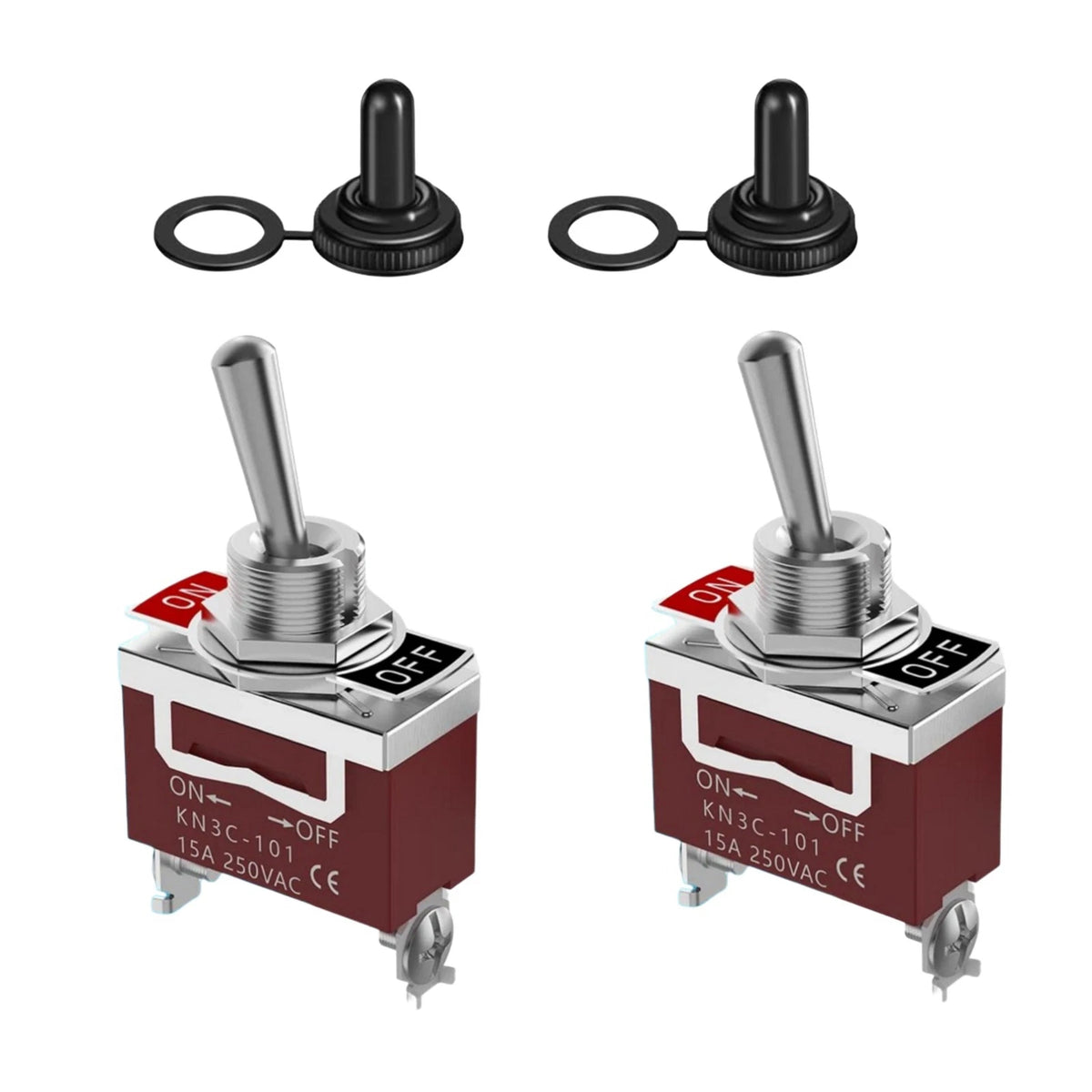 2Pcs 30A 12V Waterproof Toggle Switch for Marine Lights