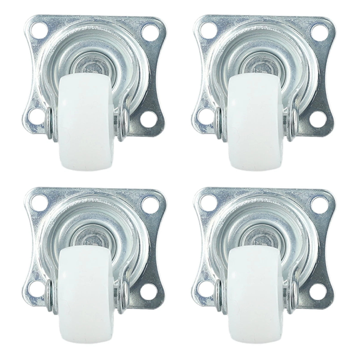 Set of 4 Swivel Casters for Strollers and Warehouses - White/Silver