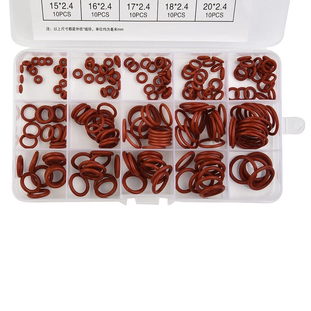 225pcs Gas Compressor O Silicone Rubber Sealing Gasket for