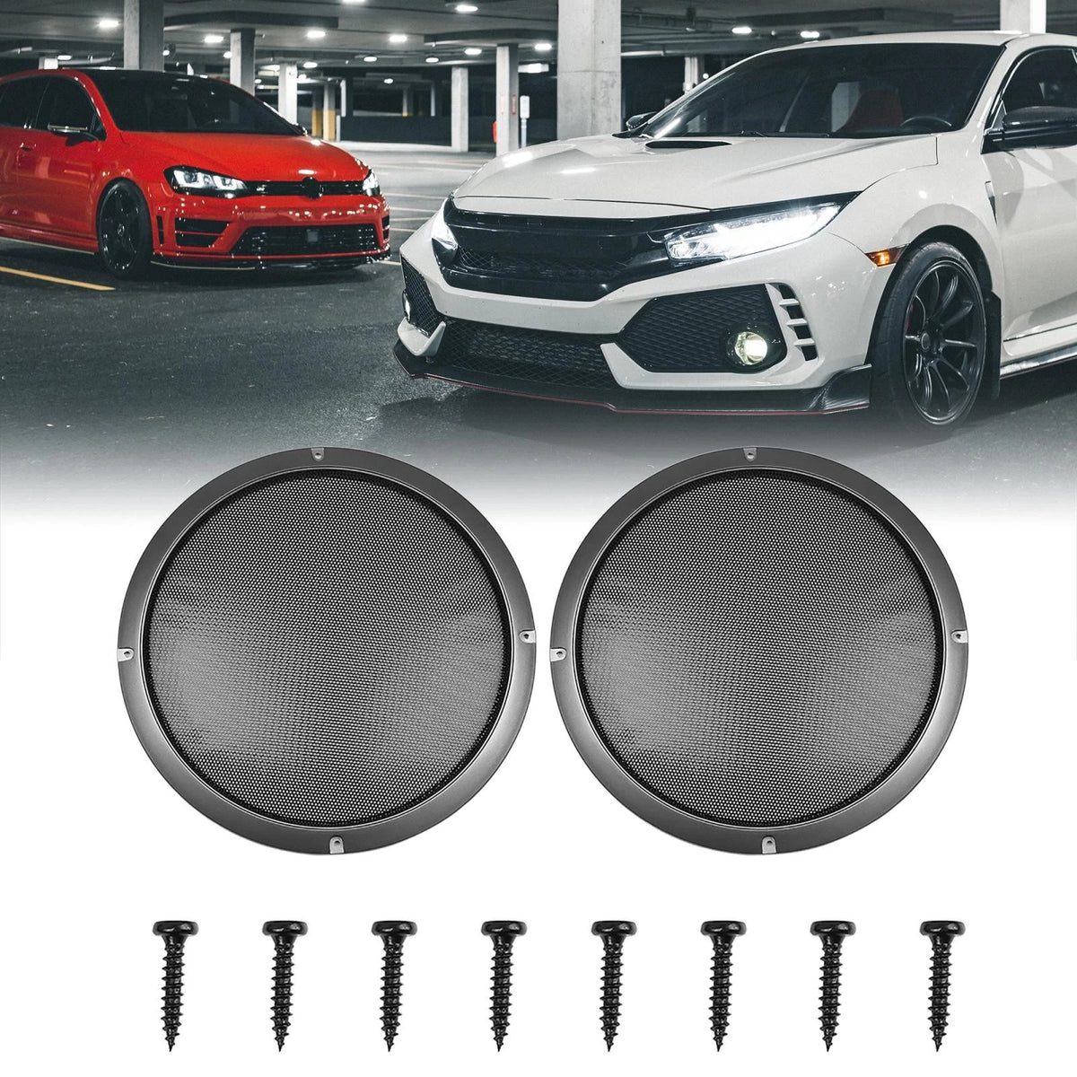 2X 8" Steel Mesh Speaker Covers for Car Subwoofer (Universal)