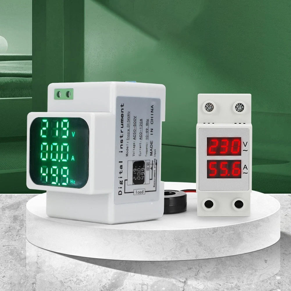 LED Digital Meter for AC Voltage Current Frequency (50-500V, 0-120A)