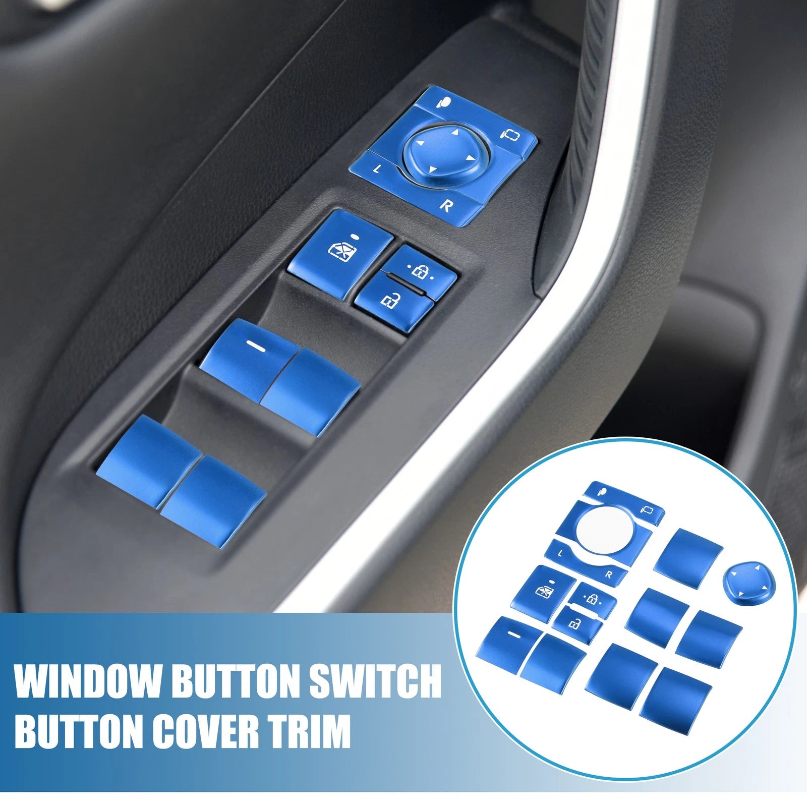 Window Switch Button Cover Trim Kit for Toyota RAV4 (2019–2022)