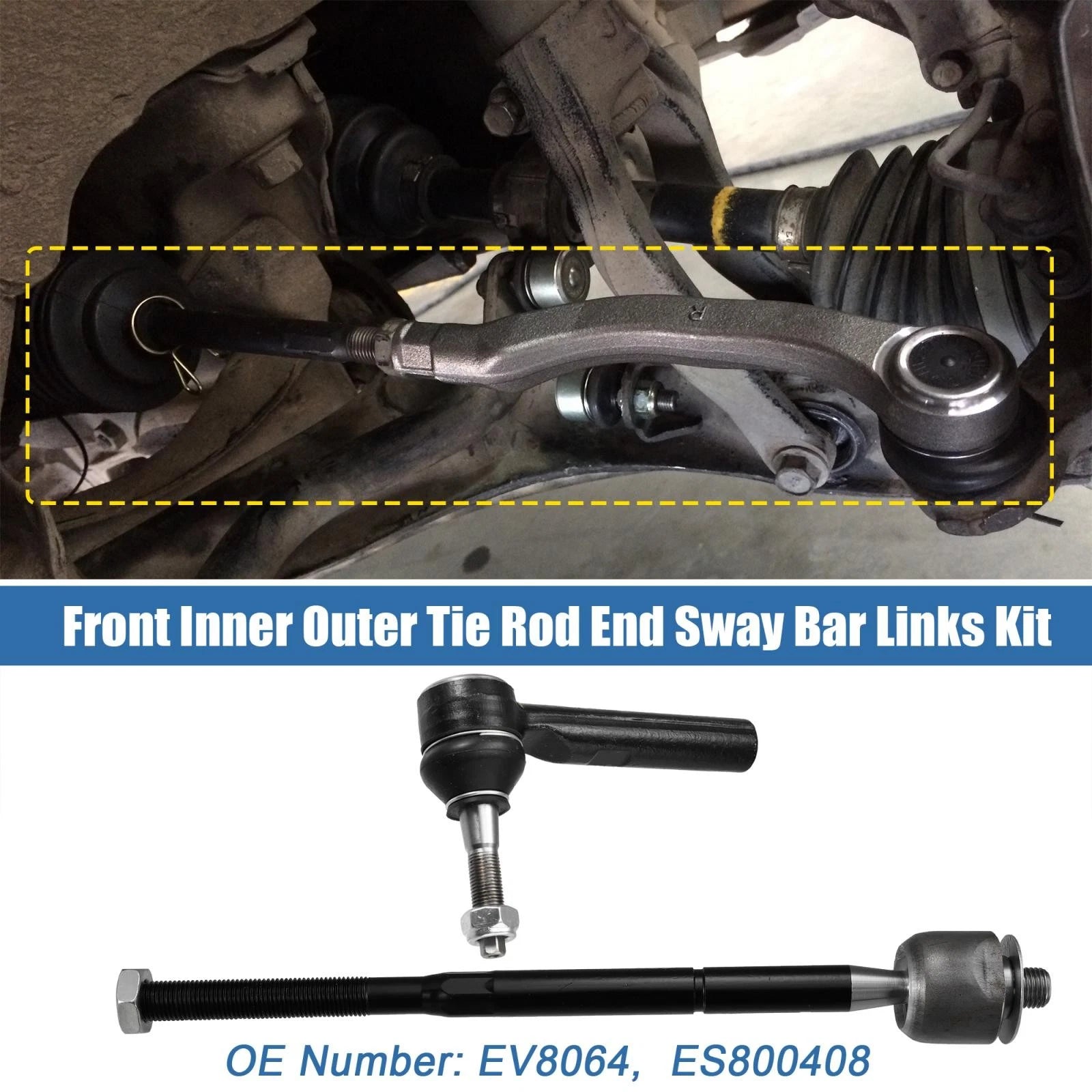 4PCS Front Inner Outer Tie Rod End Links Replacement for Dodge Caliber (2007–2012)
