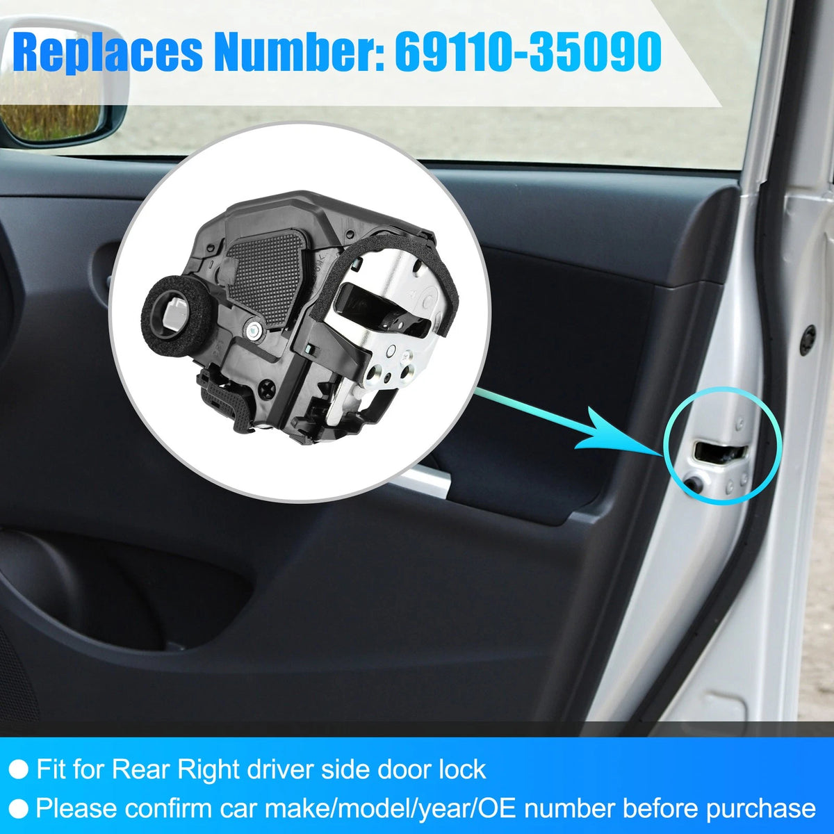 Rear Right Door Lock Actuator Motor Replacement for Toyota Camry Corolla 4Runner (2007–2023)