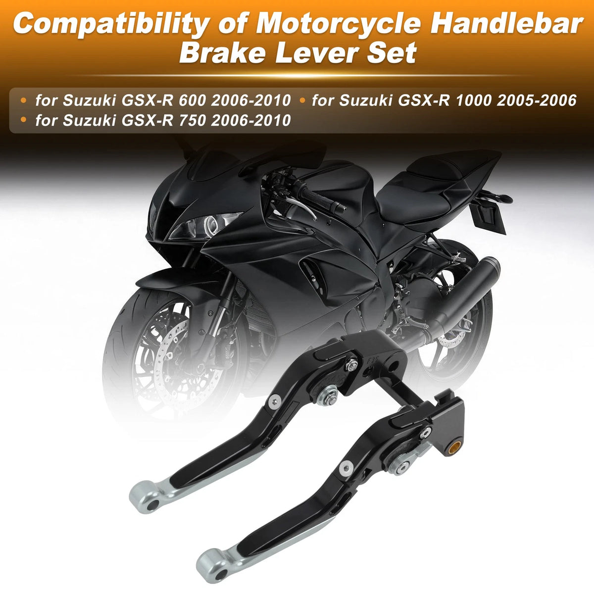 Brake Clutch Levers for Suzuki GSX-R 600 (2006–2010) Black Titanium End 1 Pair
