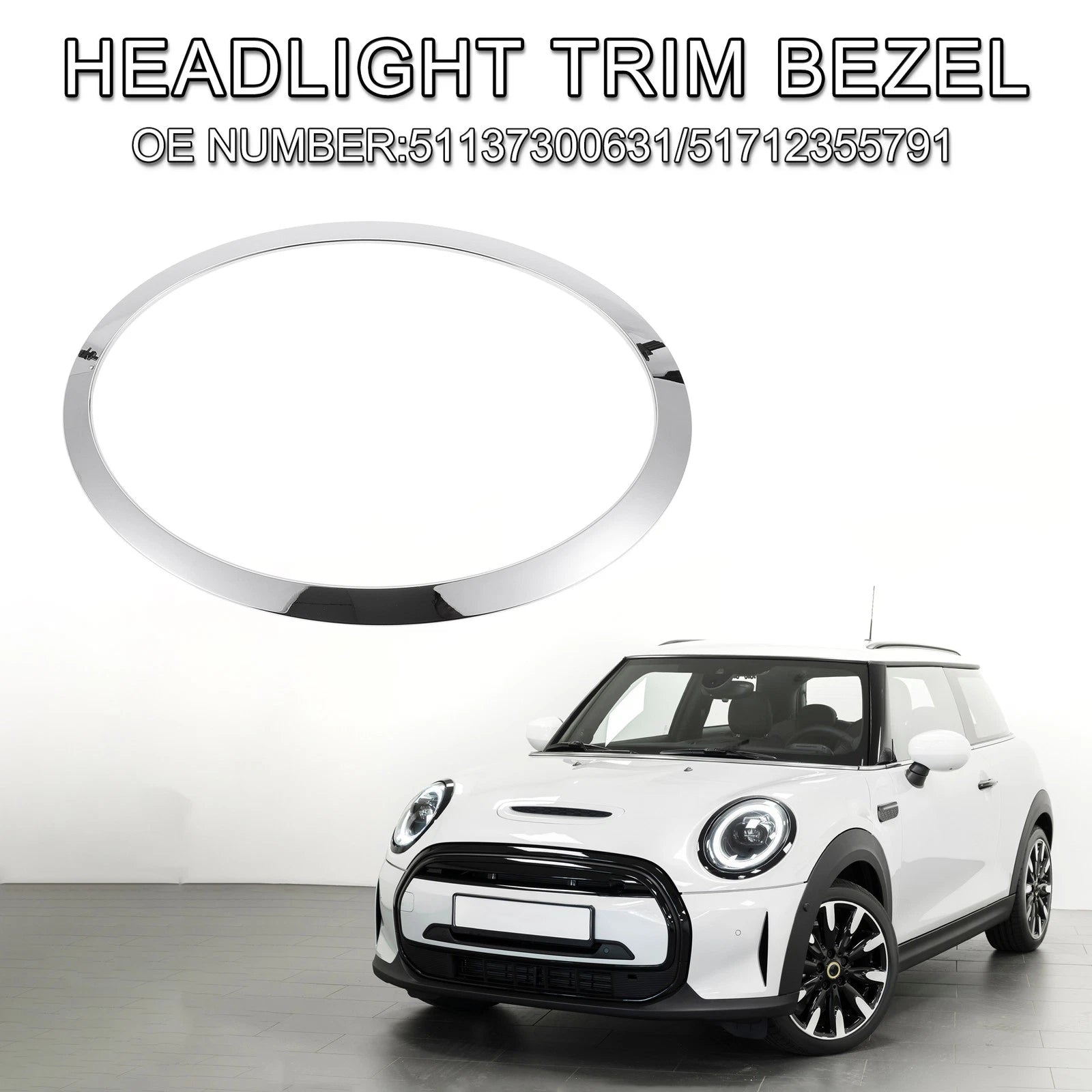 1pc Headlight Trim Bezel for Mini Cooper (2014–2024) No. 51137300631
