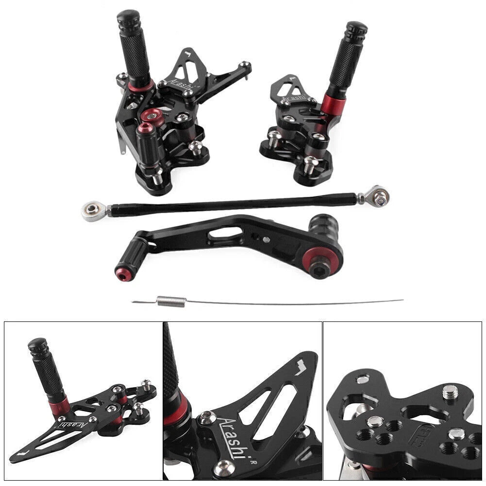 Adjustable Rearsets Foot Pegs for Suzuki GSXR600 (2015) Black