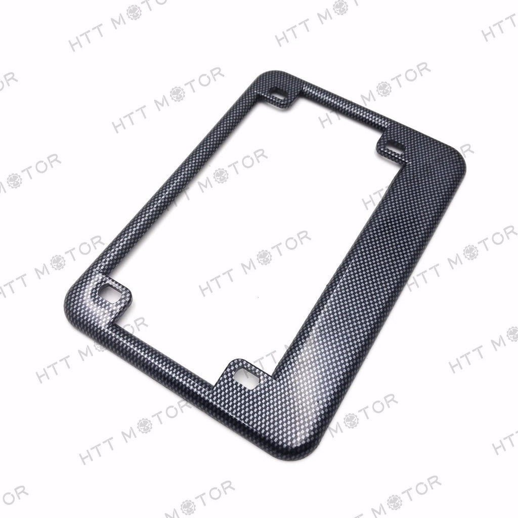 License Plate Frame for Motorcycle (4"x7" Extra 1" Width, Carbon Fiber Style)