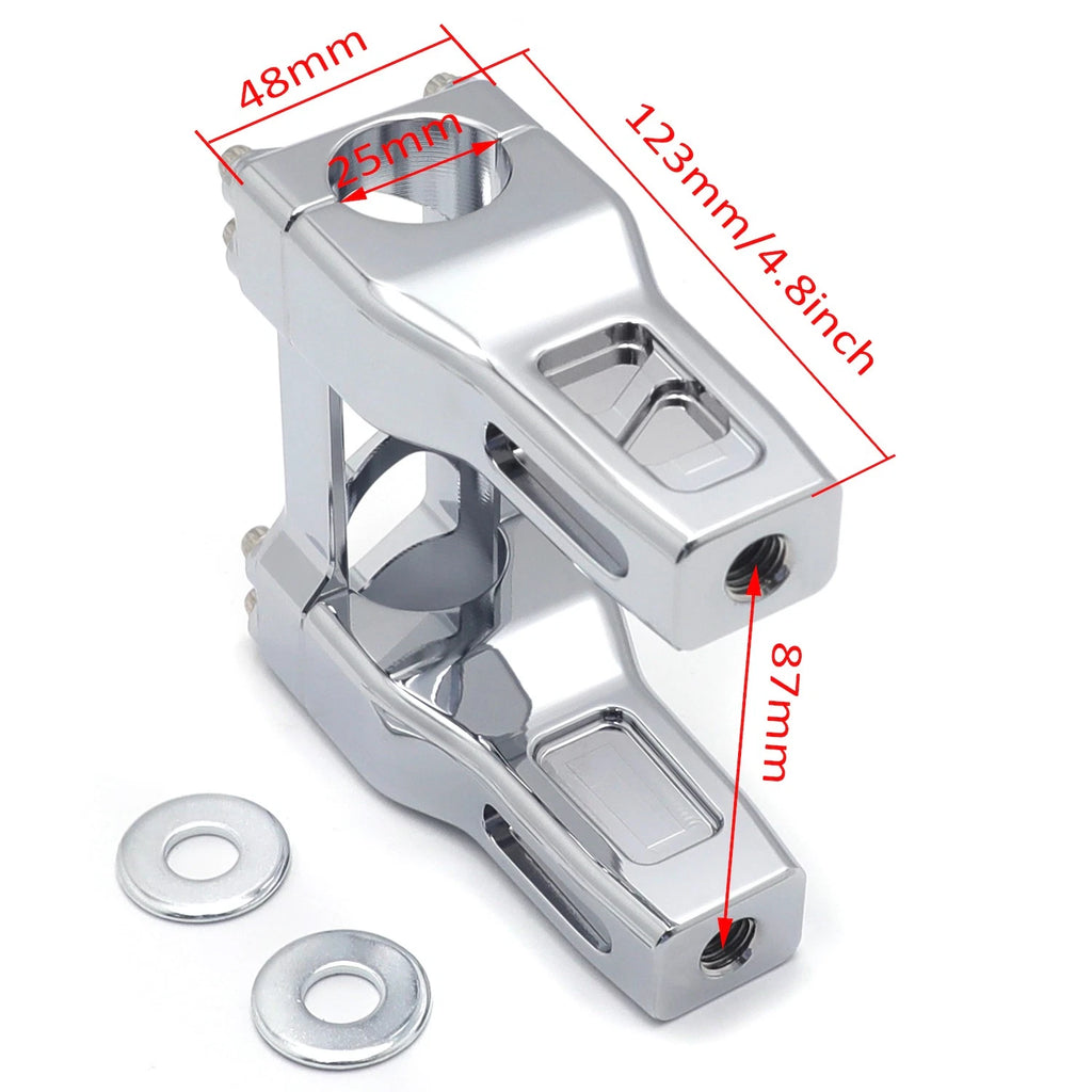 Chrome Carved 4" Riser 1" Handlebar Clamp for Harley Dyna (2006–2023)