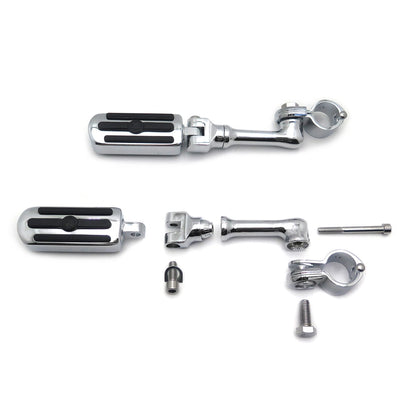 Chrome Groove Skull Footpeg Rest for Harley Sportster (4.5", 1.25")