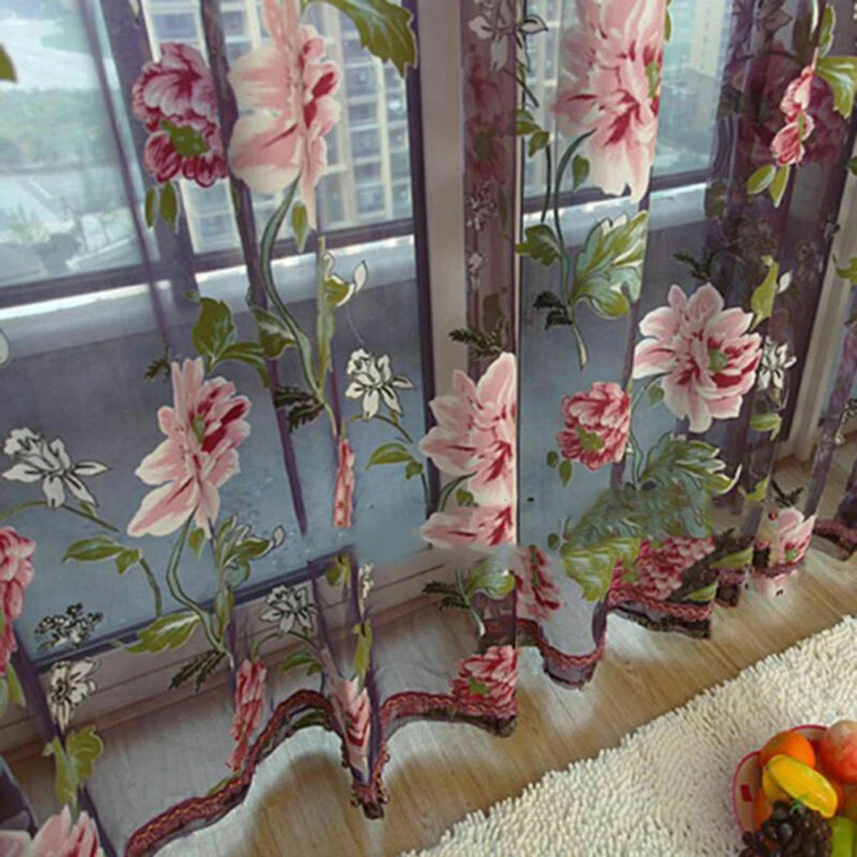 Curtain Panel Voile Drape Valance for Home Decoration (1x2.5m)