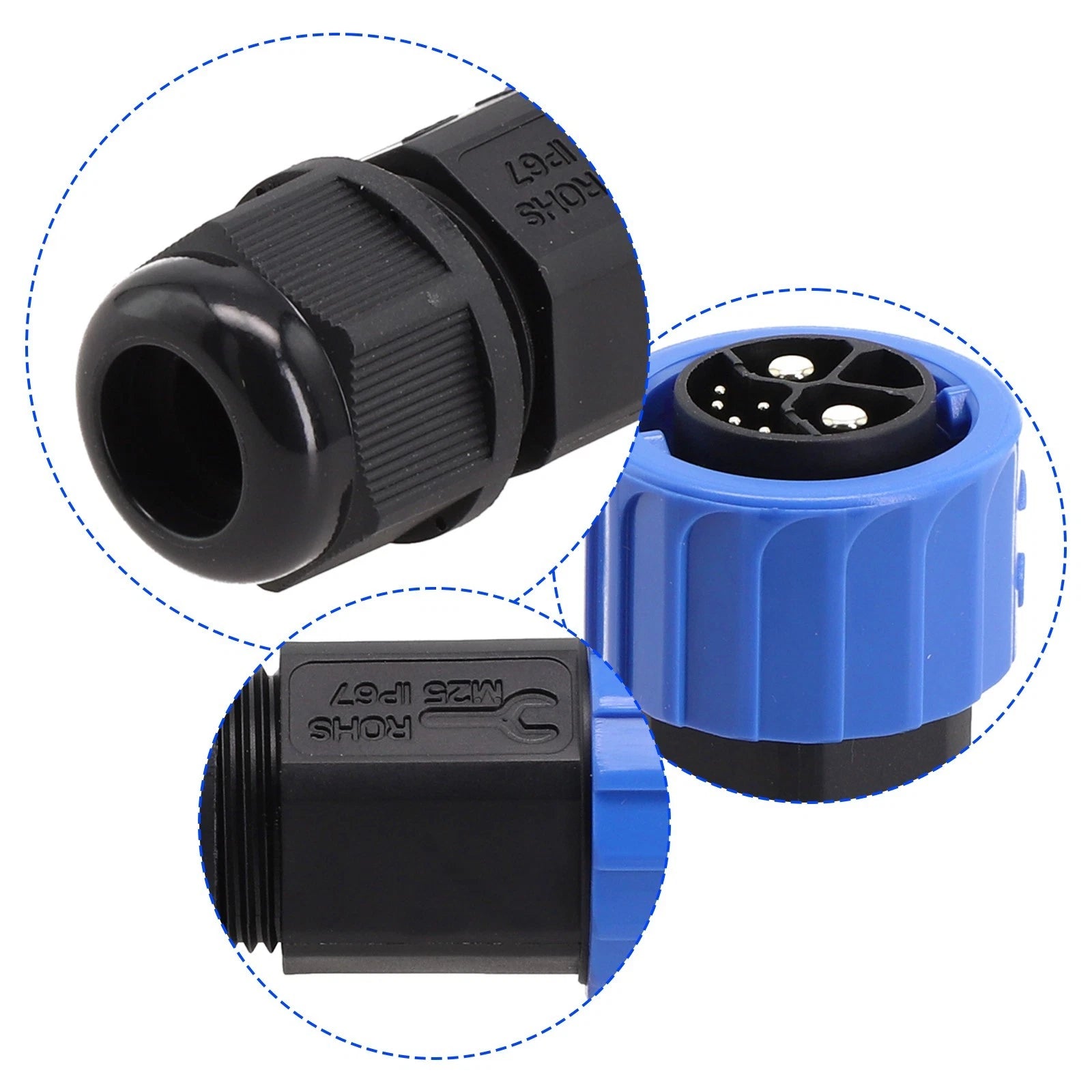 Rugged M23 2+1 Plus 5 Battery Connector for Outdoor Applications