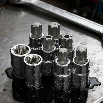 13-Piece Hex Socket Bit Set - Flower Type E, Chromium Vanadium Steel