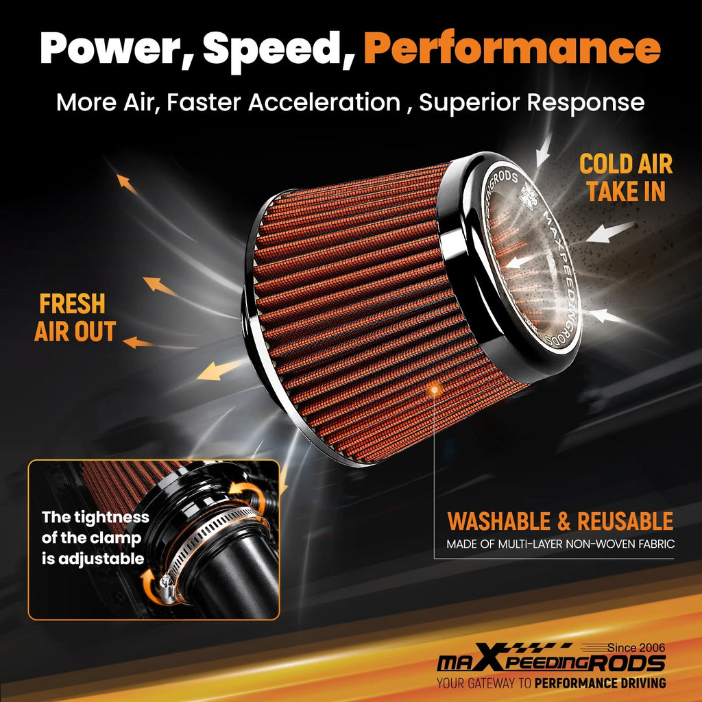 3 Inch Cone Air Filter for Universal Inlet (Washable)